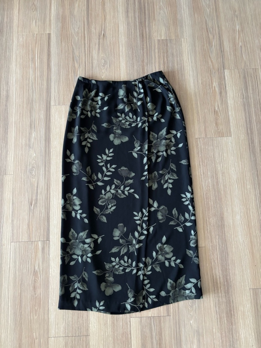 VTG Geoffrey Beene Maxi Skirt Floral Green Black Womens 6 Fairy Grunge 90s Boho